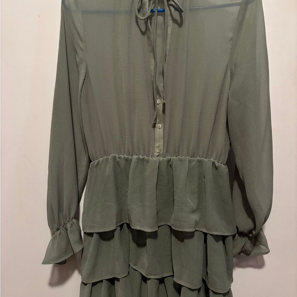 Elegant Green Ruffled Dress